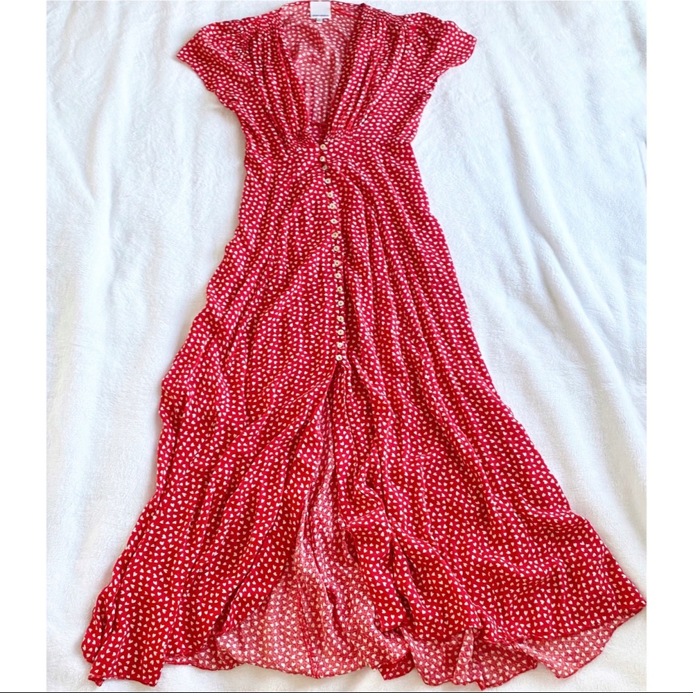 SKYLAR+MADISON Heart Midi Dress Button Down S